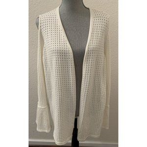Lane Bryant Open Cardigan Sweater Plus 18 20 Cold Shoulder off white excellent
